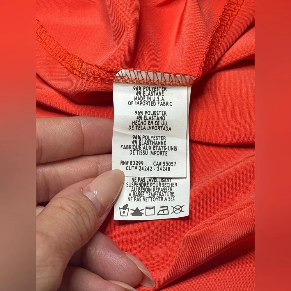 Bebe Size L Orange Satin Midi Dress with Cowl Neck NWT - Picture 7 of 9